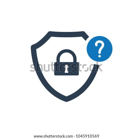 Security icon with question mark. Security icon and help, how to, info, query symbol. Security, icon, cybersecurity, faq, password, about, access, antivirus, ask, banner, button