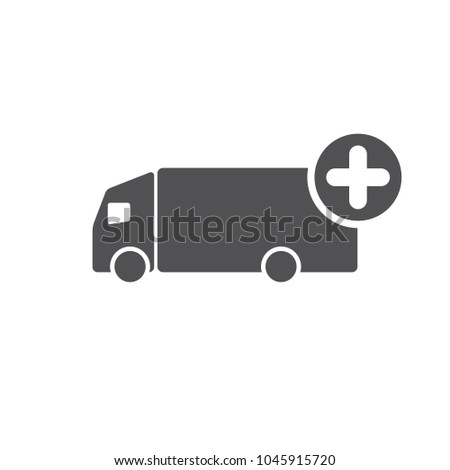 Truck icon with add sign. Truck icon and new, plus, positive symbol. Vector icon