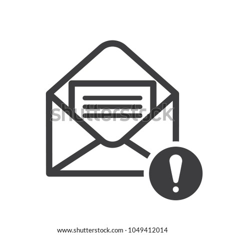 Dangerous message. Email error icon.Envelope icon with exclamation mark. Envelope icon and alert, error, alarm, danger symbol. Icon, letter, mail, warning, caution, danger, email, error, line