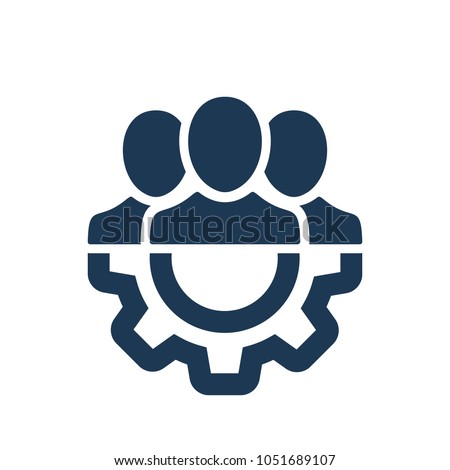 Management Icon. Teamwork management icon. Business team. Company leader, supervisor. Partnership icon. Organization workforce. Facility Stockfoto © 