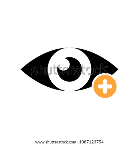 View icon with add sign. View icon and new, plus, positive symbol. Vector illustration