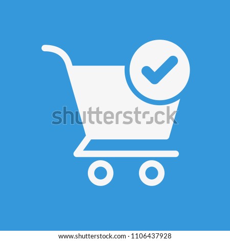 Shopping cart icon, commerce icon with check sign. Shopping cart icon and approved, confirm, done, tick, completed symbol. Vector illustration