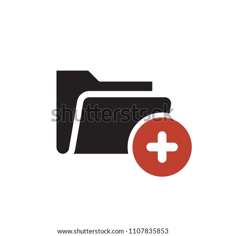 Folder icon, business icon with add sign. Folder icon and new, plus, positive symbol. Extra, icon, add, addition, archive, background, blank, business, computer, concept, create