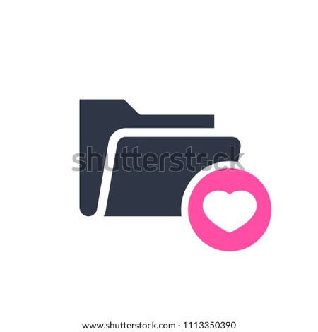 Folder icon, business icon with heart sign. Folder icon and favorite, like, love, care symbol. Vector illustration