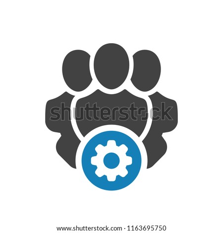 User group icon. Management Business Team Leader Sign. Social Media, Teamwork concept. Settings icon. Cog wheel. Icon, team, leader, support, technical, business, cog, customer, user, vector