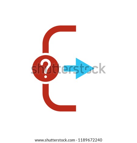 Exit icon, Logout and output icon with question mark. Exit icon and help, how to, info, query symbol. Vector