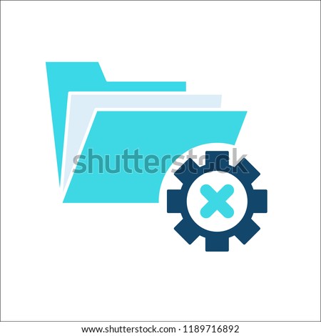 Project Management icon, data management, folder, project goals, task management icon with cancel sign. Project Management icon and close, delete, remove symbol. Vector