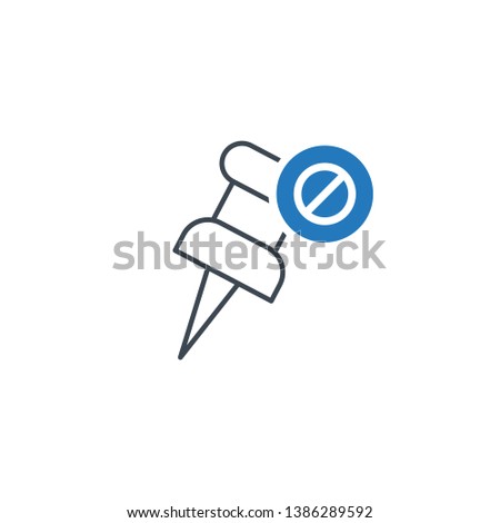 Marker icon with not allowed sign. Push pin icon and block, forbidden, prohibit symbol 
