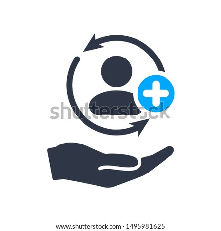 Full customer care service icon with add sign, new, plus, positive symbol