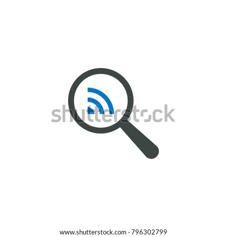 Magnifying glass icon, rss icon vector sign