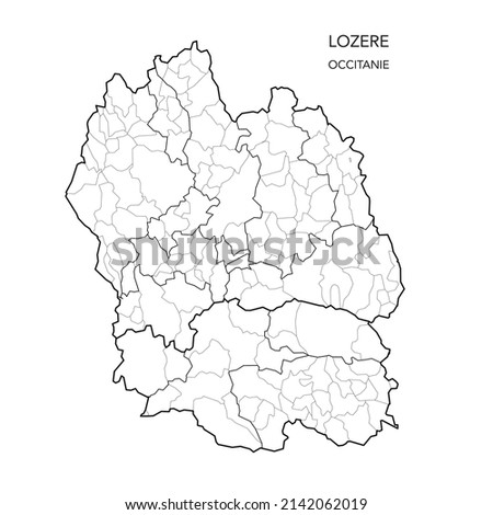 Map of the Geopolitical Subdivisions of The Département De La Lozère Including Arrondissements, Cantons and Municipalities as of 2022 - Occitanie - France