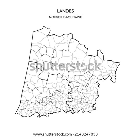 Map of the Geopolitical Subdivisions of The Département Des Landes Including Arrondissements, Cantons and Municipalities as of 2022 - Nouvelle Aquitaine - France