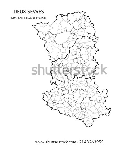 Map of the Geopolitical Subdivisions of The Département Des Deux-Sèvres Including Arrondissements, Cantons and Municipalities as of 2022 - Nouvelle Aquitaine - France