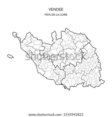 Map of the Geopolitical Subdivisions of The Département De La Vendée Including Arrondissements, Cantons and Municipalities as of 2022 - Pays De La Loire - France