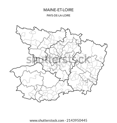 Map of the Geopolitical Subdivisions of The Département De Maine-et-Loire Including Arrondissements, Cantons and Municipalities as of 2022 - Pays De La Loire - France