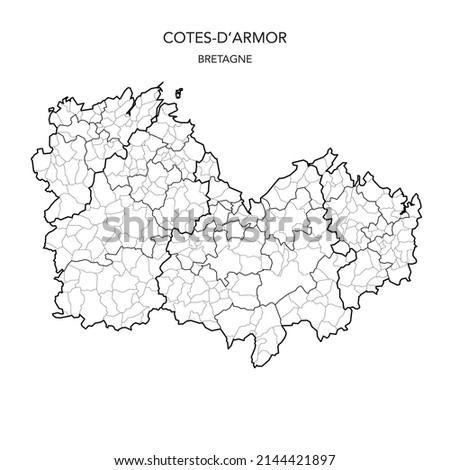 Map of the Geopolitical Subdivisions of The Département Des Côtes-D’Armor Including Arrondissements, Cantons and Municipalities as of 2022 - Bretagne - France