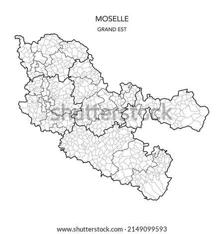 Vector Map of the Geopolitical Subdivisions of The Département De La Moselle Including Arrondissements, Cantons and Municipalities as of 2022 - Grand Est - France Photo stock © 