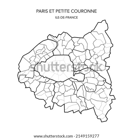 Vector Map of the Subdivisions of The Départements De Paris, Des Hauts-de-Seine, Seine-Saint-Denis et Du Val-de-Marne with Arrondissements, Cantons, Municipalities as of 2022 - Île-de-France - France