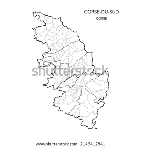 Vector Map of the Geopolitical Subdivisions of The Départements De La Corse-du-Sud with Arrondissements, Cantons and Municipalities as of 2022 - Corse - France