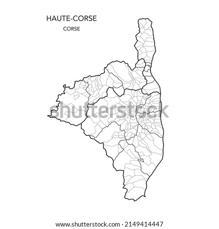 Vector Map of the Geopolitical Subdivisions of The Départements De La Haute-Corse with Arrondissements, Cantons and Municipalities as of 2022 - Corse - France