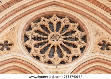 Image, Stock Photo Rose window and sculpted filigrees at the front of a gothic cathedral