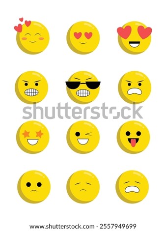 Cute and Colorful Emoticons in Various Expressions