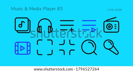 A set of nifty outline music & multimedia player icons for web or app interface and presentation projects (Volume #3)