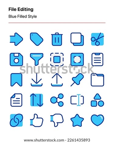 A set of customizable file editing icons. Perfect for apps and webs interfaces, databases, dashboards, presentations, graphic design, and other projects