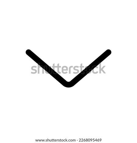 Vector single arrow chevron down icon. Black, white background. Perfect for app and web interfaces, infographics, presentations, marketing, etc.