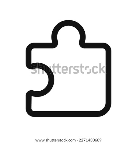 Editable vector puzzle piece plugin icon. Black, line style, transparent white background. Part of a big icon set family. Perfect for web and app interfaces, presentations, infographics, etc