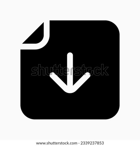 Editable vector download file icon. Black, line style, transparent white background. Part of a big icon set family. Perfect for web and app interfaces, presentations, infographics, etc