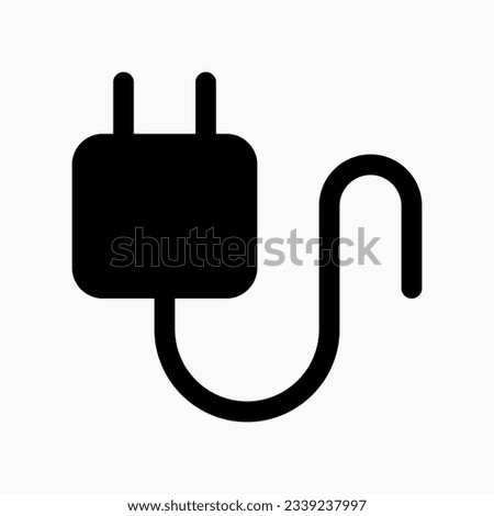 Editable vector charger cable icon. Black, line style, transparent white background. Part of a big icon set family. Perfect for web and app interfaces, presentations, infographics, etc