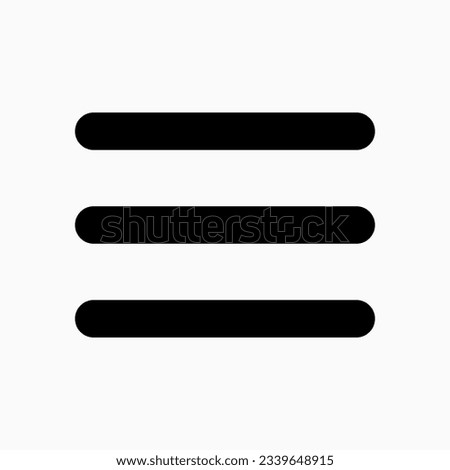 Vector burger menu icon. Black, white background. Perfect for app and web interfaces, infographics, presentations, marketing, etc.