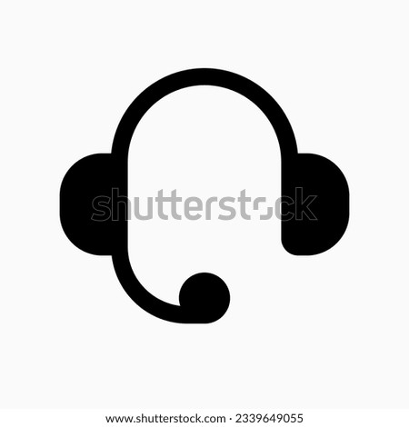 Vector headphones, customer service, call center icon. Black, white background. Perfect for app and web interfaces, infographics, presentations, marketing, etc.