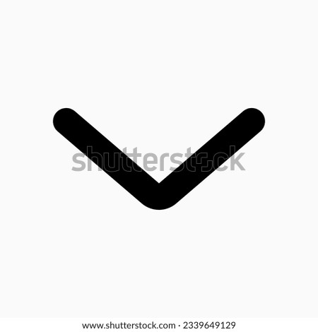 Vector single arrow chevron down icon. Black, white background. Perfect for app and web interfaces, infographics, presentations, marketing, etc.