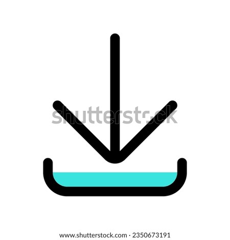 Editable vector download arrow icon. Black, line style, transparent white background. Part of a big icon set family. Perfect for web and app interfaces, presentations, infographics, etc
