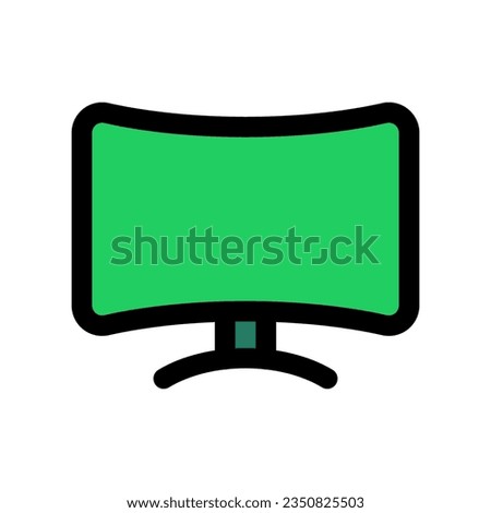 Editable vector blank curved monitor screen icon. Black, line style, transparent white background. Part of a big icon set family. Perfect for web and app interfaces, presentations, infographics, etc