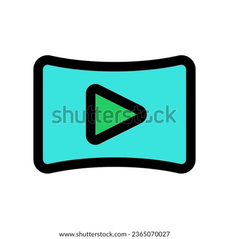 Editable curved wide screen, play video vector icon. Movie, cinema, entertainment. Part of a big icon set family. Perfect for web and app interfaces, presentations, infographics, etc