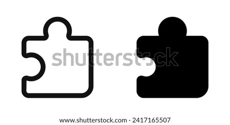 Editable vector puzzle piece plugin icon. Black, line style, transparent white background. Part of a big icon set family. Perfect for web and app interfaces, presentations, infographics, etc