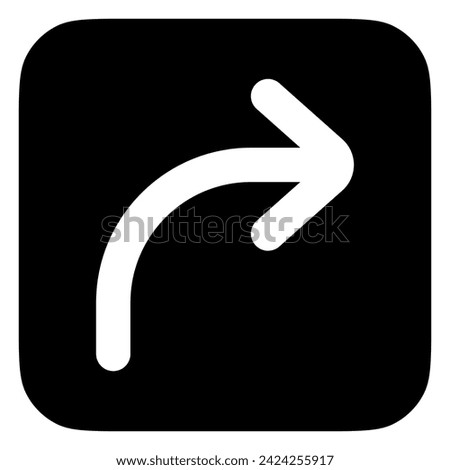 Vector turn right arrow chevron icon. Perfect for app and web interfaces, infographics, presentations, marketing, etc.