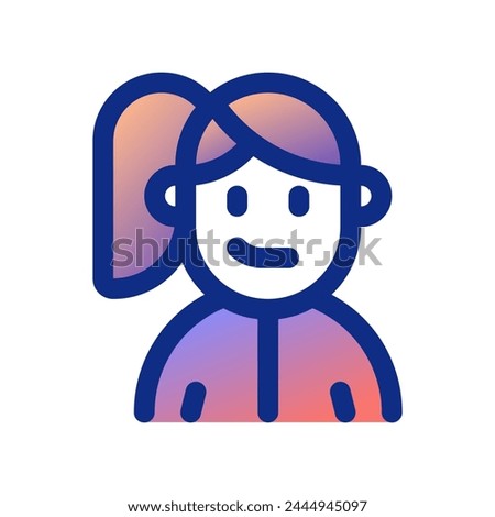 Editable sporty girl with ponytail hairstyle avatar vector icon. User, profile, identity, persona. Part of a big icon set family. Perfect for web and app interfaces, presentations, infographics, etc