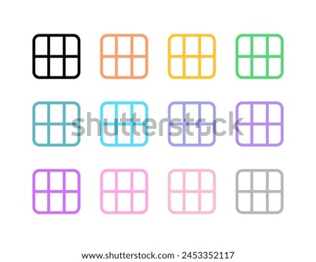 Editable vector table grid view icon. Black, line style, transparent white background. Part of a big icon set family. Perfect for web and app interfaces, presentations, infographics, etc