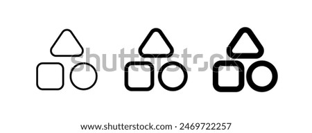 Editable vector shapes category icon. Black, line style, transparent white background. Part of a big icon set family. Perfect for web and app interfaces, presentations, infographics, etc