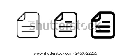 Editable vector file document icon. Black, line style, transparent white background. Part of a big icon set family. Perfect for web and app interfaces, presentations, infographics, etc