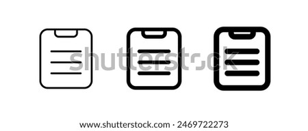 Editable vector file clipboard paste icon. Black, line style, transparent white background. Part of a big icon set family. Perfect for web and app interfaces, presentations, infographics, etc