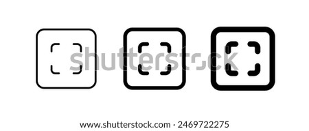 Editable vector scan select all icon. Black, line style, transparent white background. Part of a big icon set family. Perfect for web and app interfaces, presentations, infographics, etc