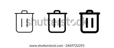 Editable vector delete trash recycle bin icon. Black, line style, transparent white background. Part of a big icon set family. Perfect for web and app interfaces, presentations, infographics, etc