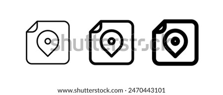 Editable vector location map file icon. Black, line style, transparent white background. Part of a big icon set family. Perfect for web and app interfaces, presentations, infographics, etc