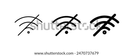 Editable vector no wifi access signal icon. Black, line style, transparent white background. Part of a big icon set family. Perfect for web and app interfaces, presentations, infographics, etc