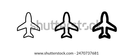 Editable vector airplane mode on icon. Black, line style, transparent white background. Part of a big icon set family. Perfect for web and app interfaces, presentations, infographics, etc